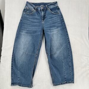 Sidefeel Jeans Womens 10 Blue Medium Wash Wide Leg Relaxed Baggy Barrel Jeans